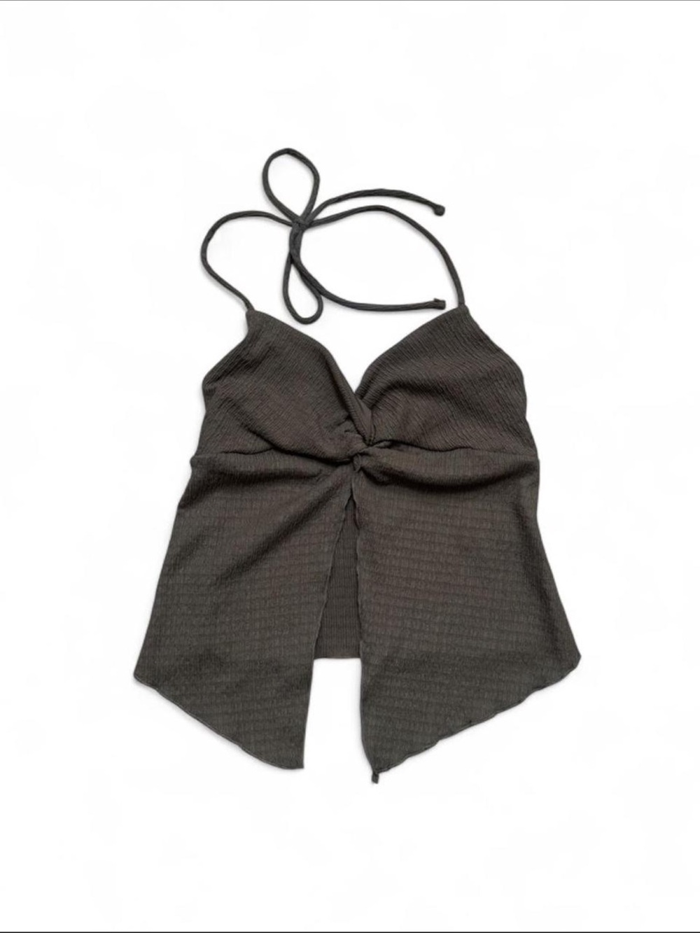Bershka green top with tie detail